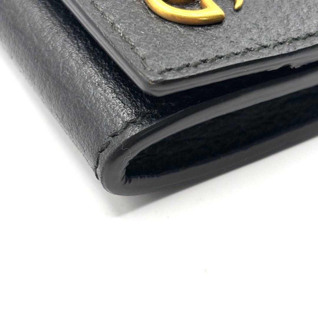美品 グッチ ケース マーモント GG ゴールド ブラック レザー