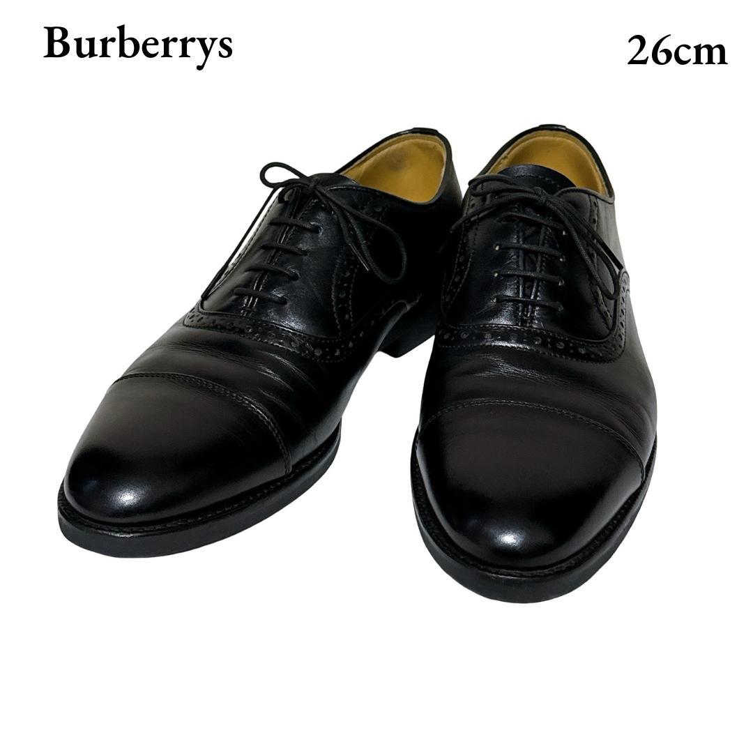 バーバリー ビジネスシューズ 革靴 革 26cm レザー ブラック メンズ 黒
