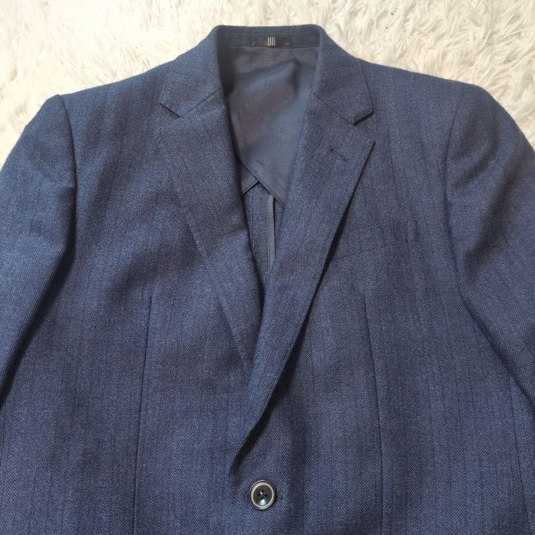 スーツセレクト　スリーピース　スーツセットアップ　ネイビー　ヘリンボーン　A5