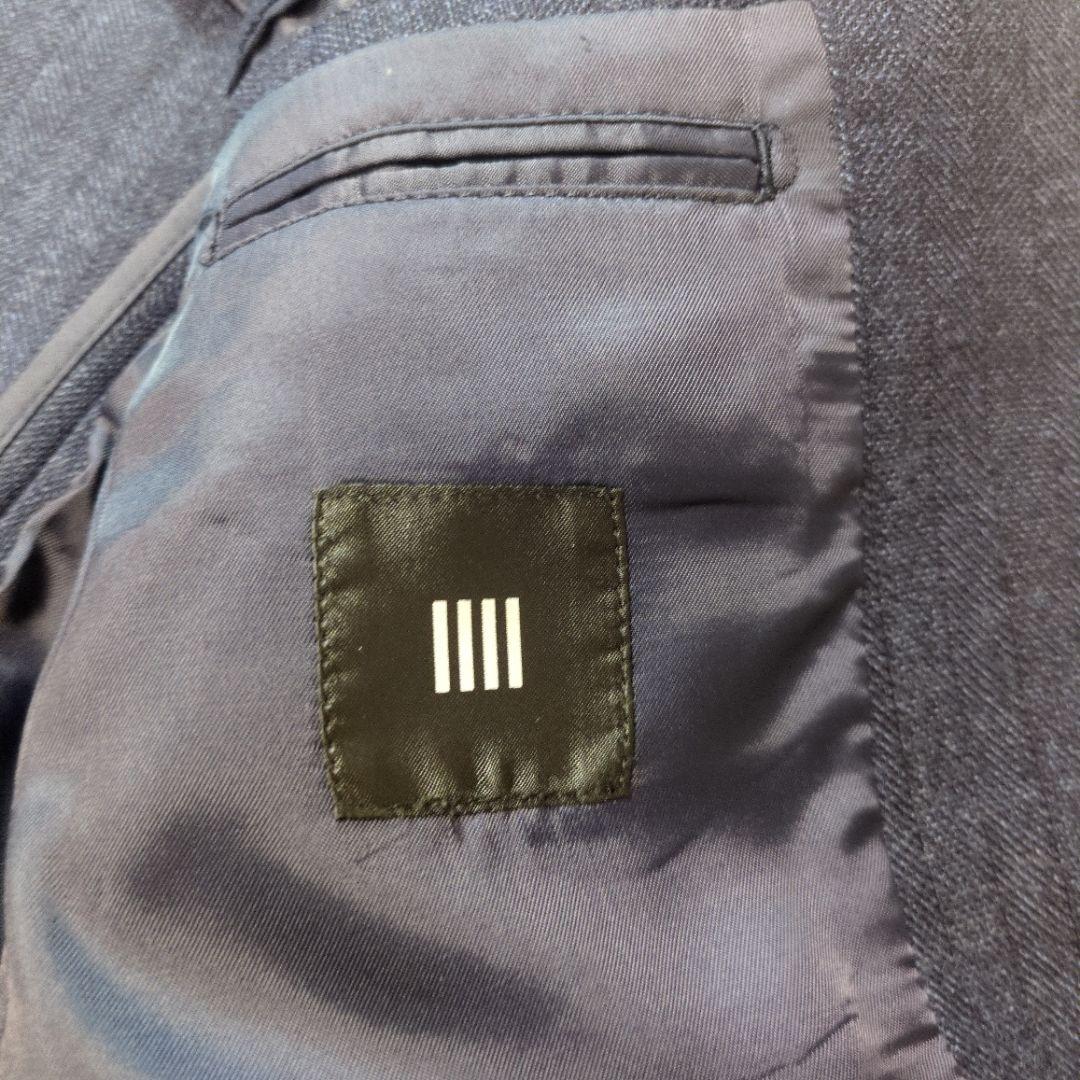 スーツセレクト　スリーピース　スーツセットアップ　ネイビー　ヘリンボーン　A5