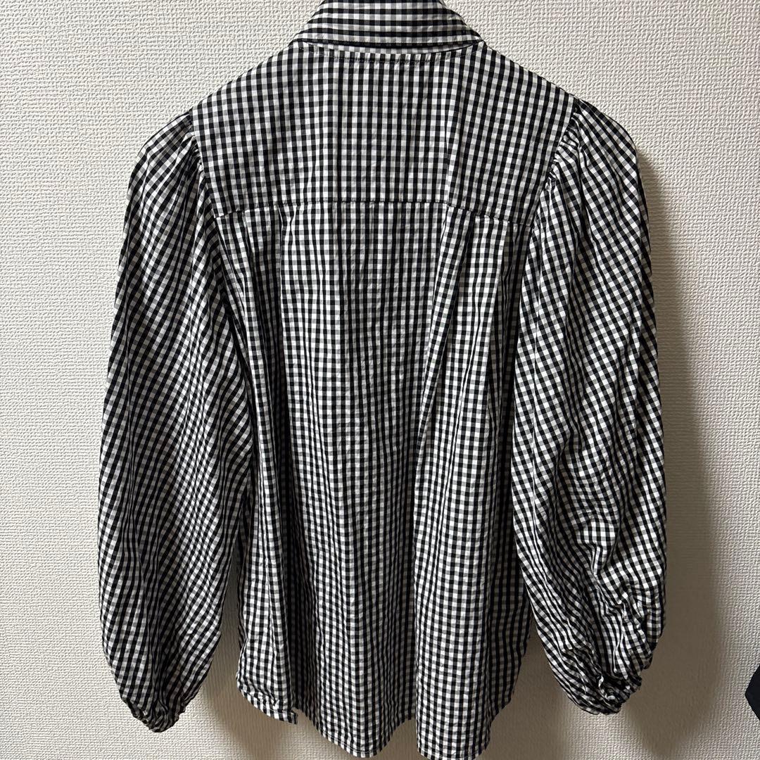 極美品　ヨリ yori リボンブラウス ボウタイブラウス 長袖 ギンガムチェック