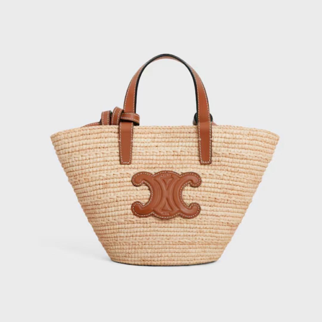 ★新品ナノ サプル CELINE クラシック パニエ / ラフィア＆カーフスキン