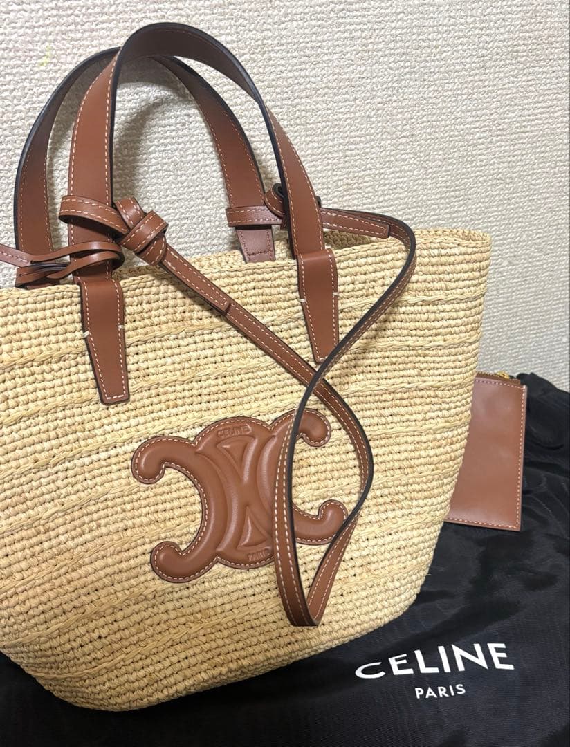 ★新品ナノ サプル CELINE クラシック パニエ / ラフィア＆カーフスキン