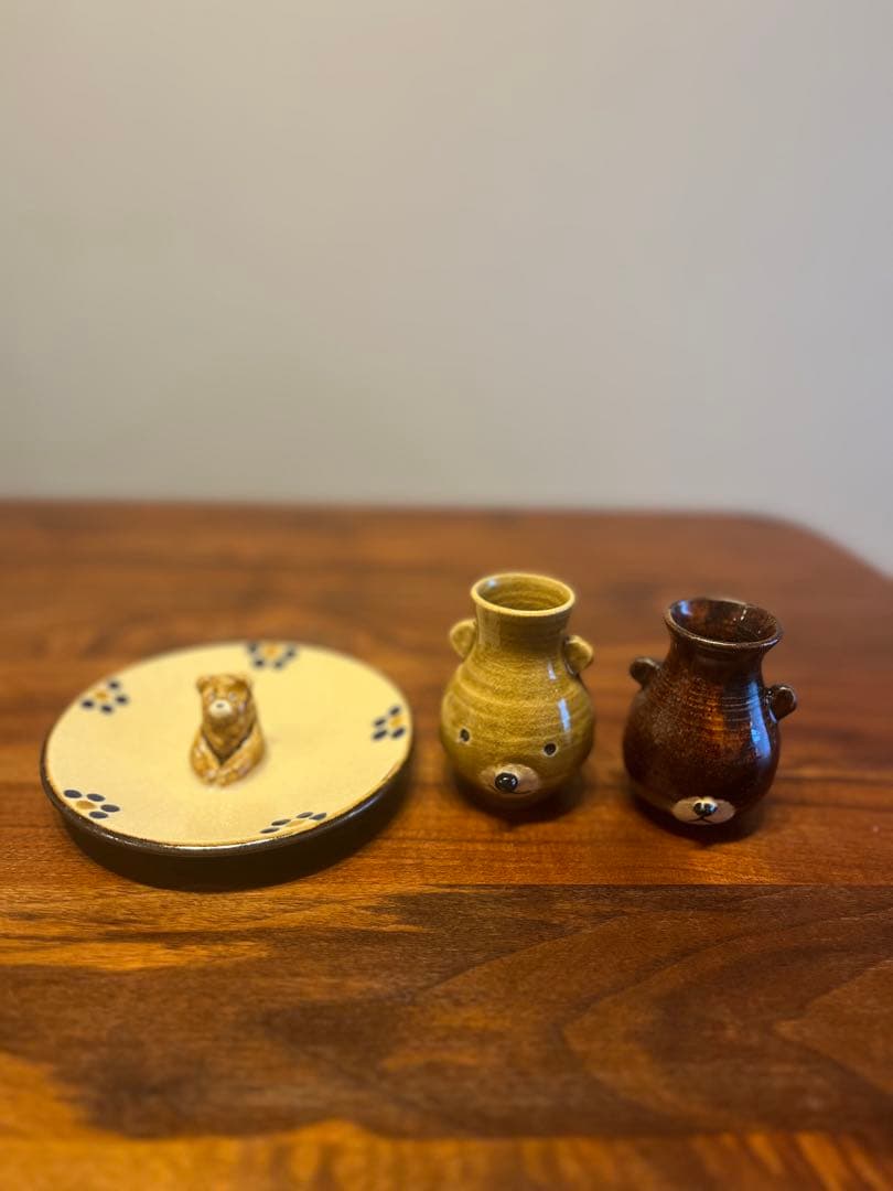 ヤッチとムーン工房　クマのすみか　つぼっクマ(飴) つぼっクマ(黄瀬戸)