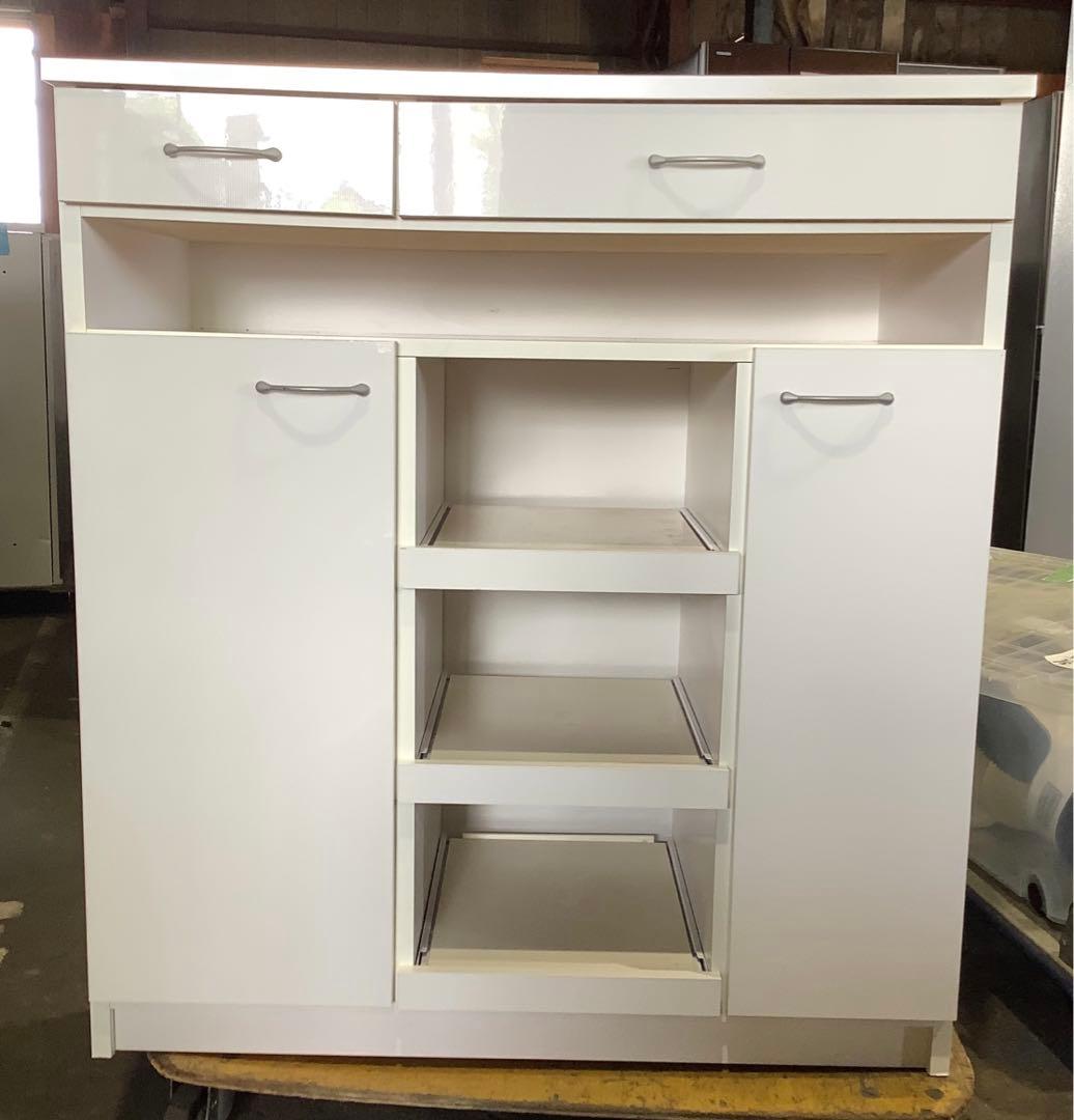 キッチンボード キッチンカウンター 土井インテリア工業 スライド棚３つ