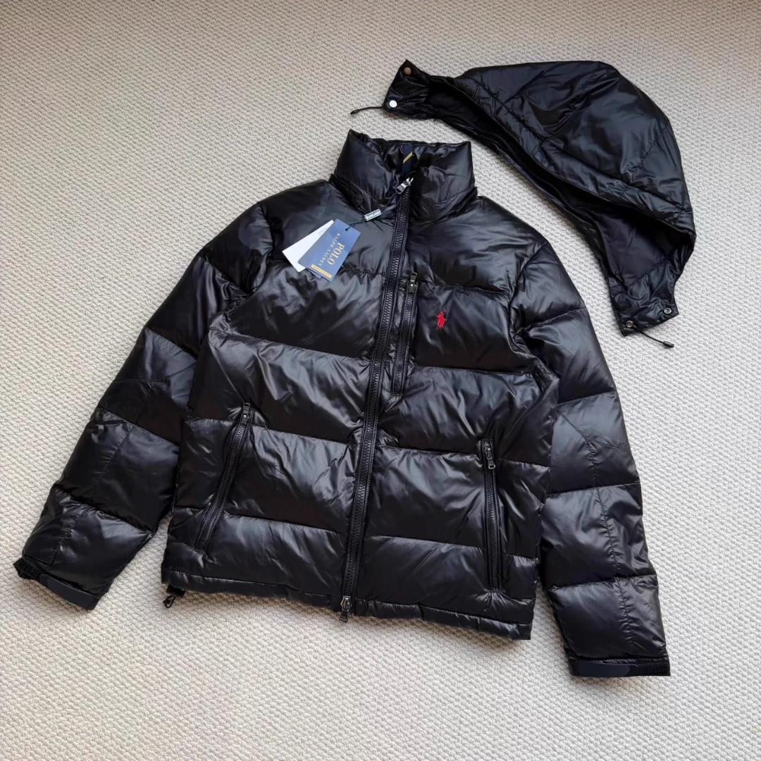 ブラック ダウンジャケット 取り外しフード付き