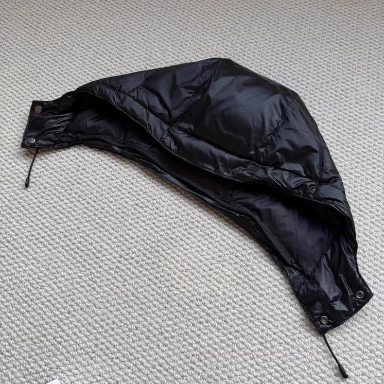 ブラック ダウンジャケット 取り外しフード付き
