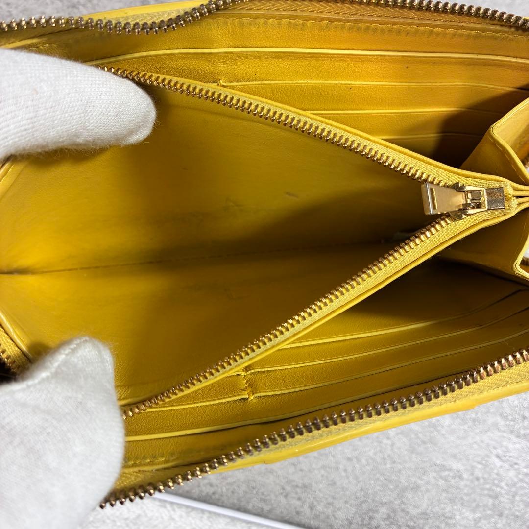 み*き様 ボッテガヴェネタ カセット 長財布 レザー イエローグリーン イントレ