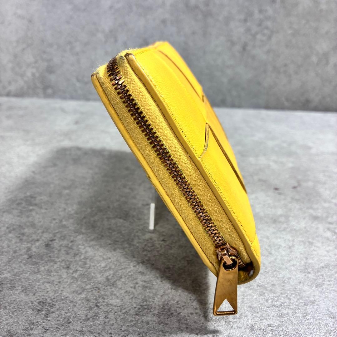 み*き様 ボッテガヴェネタ カセット 長財布 レザー イエローグリーン イントレ