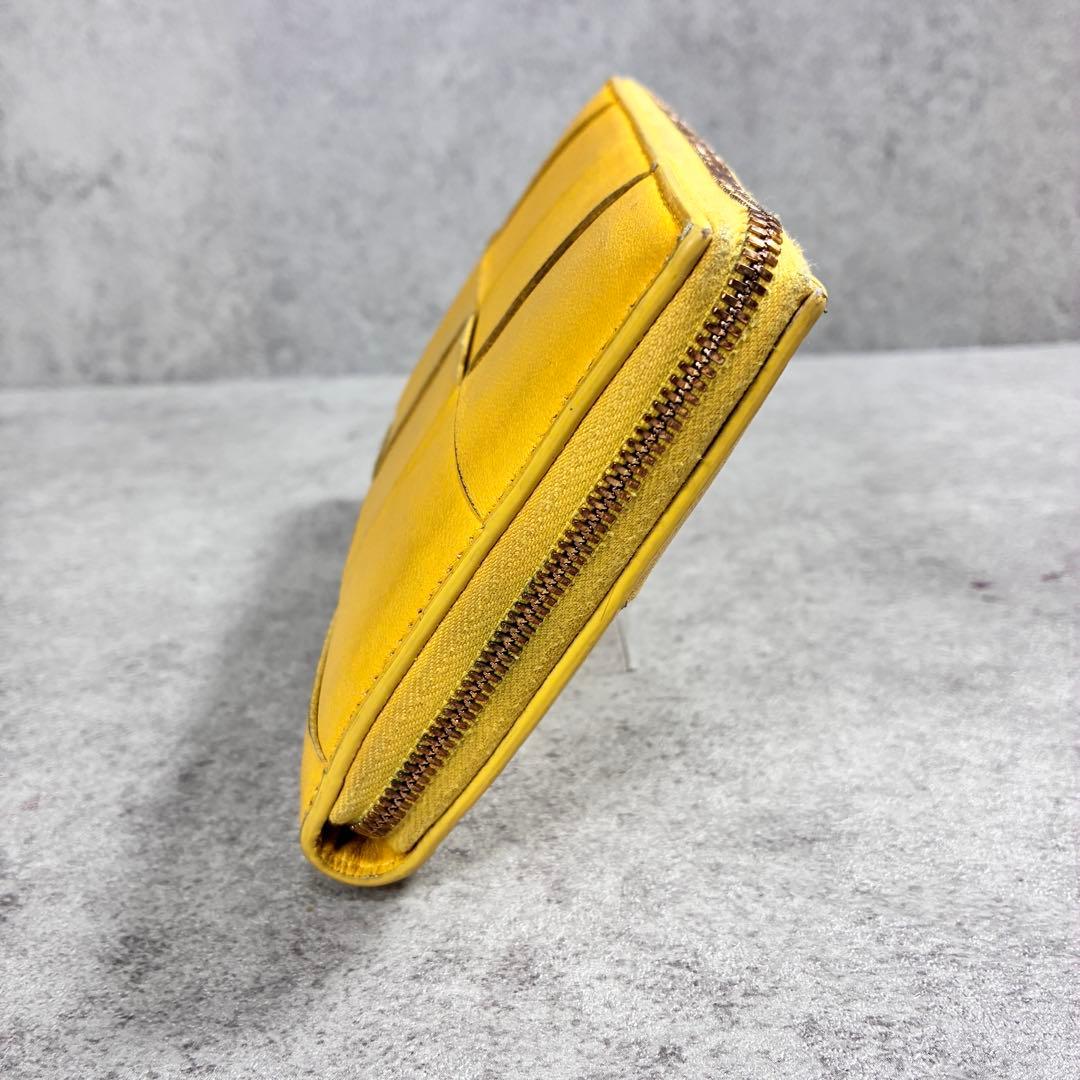 み*き様 ボッテガヴェネタ カセット 長財布 レザー イエローグリーン イントレ