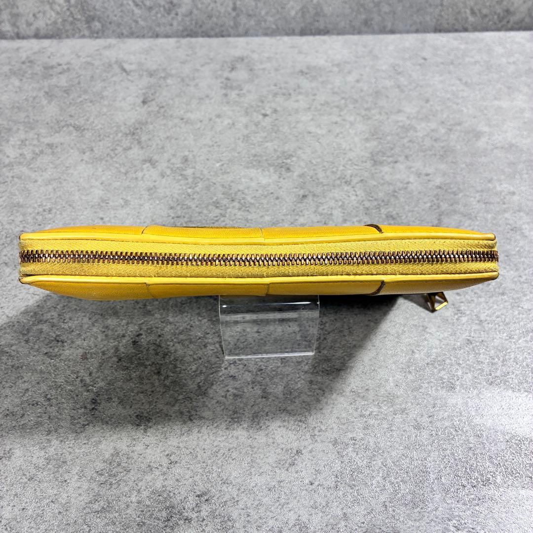 み*き様 ボッテガヴェネタ カセット 長財布 レザー イエローグリーン イントレ