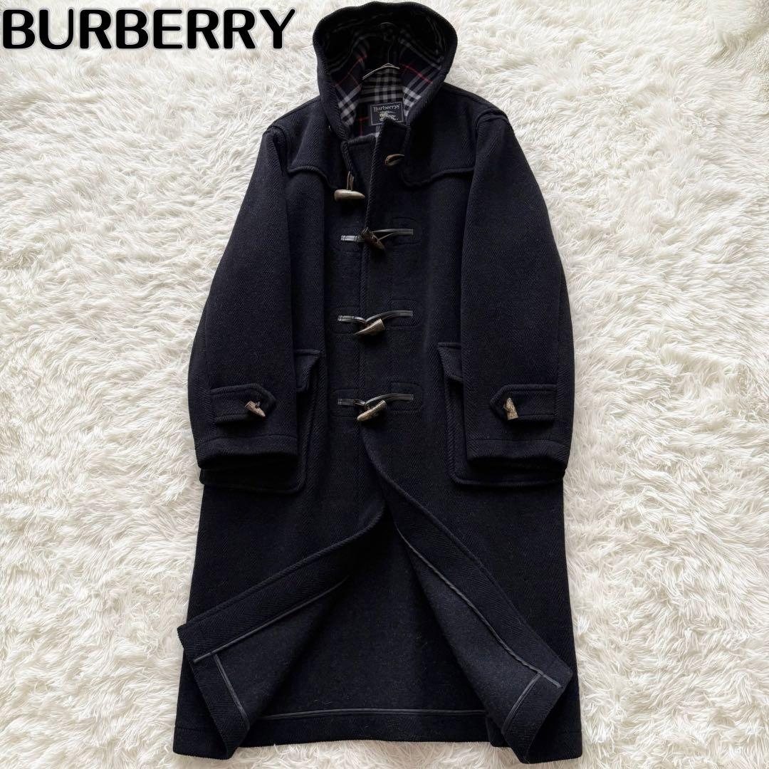 【バーバリーズ】ダッフルコート　ムーアブルック　ノバチェック ヘリンボーン　黒
