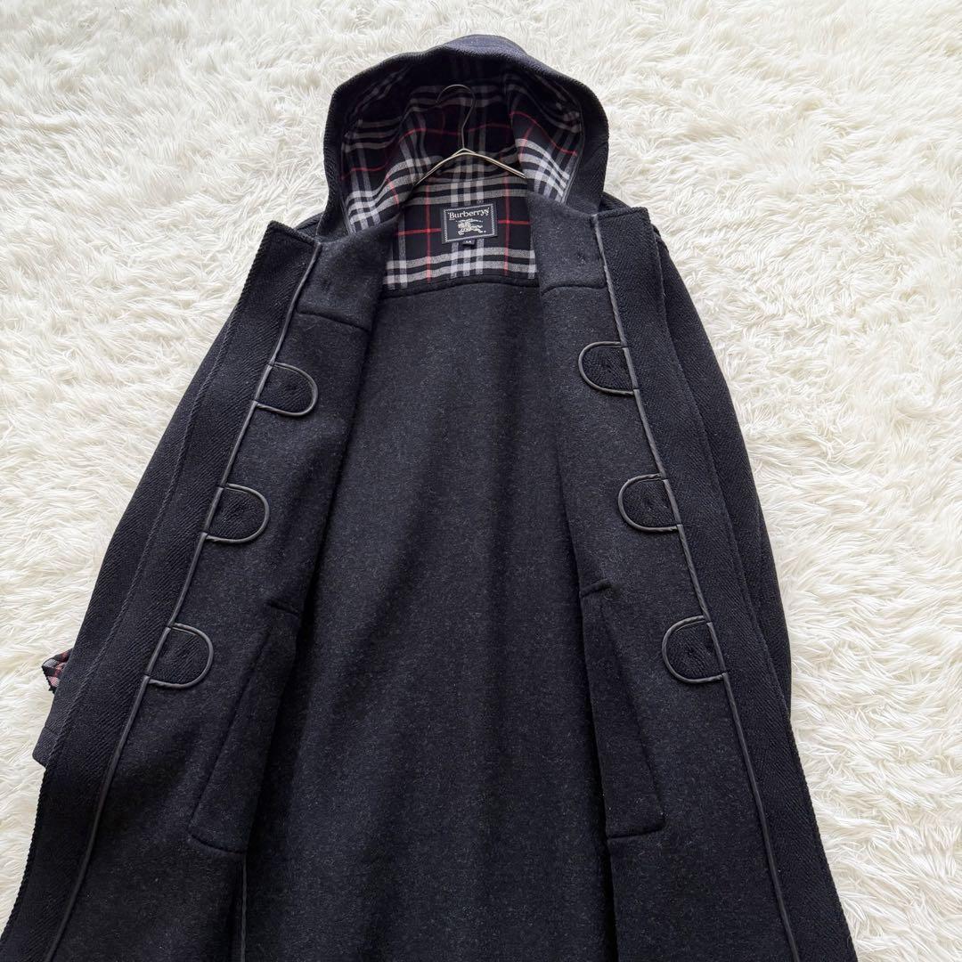 【バーバリーズ】ダッフルコート　ムーアブルック　ノバチェック ヘリンボーン　黒