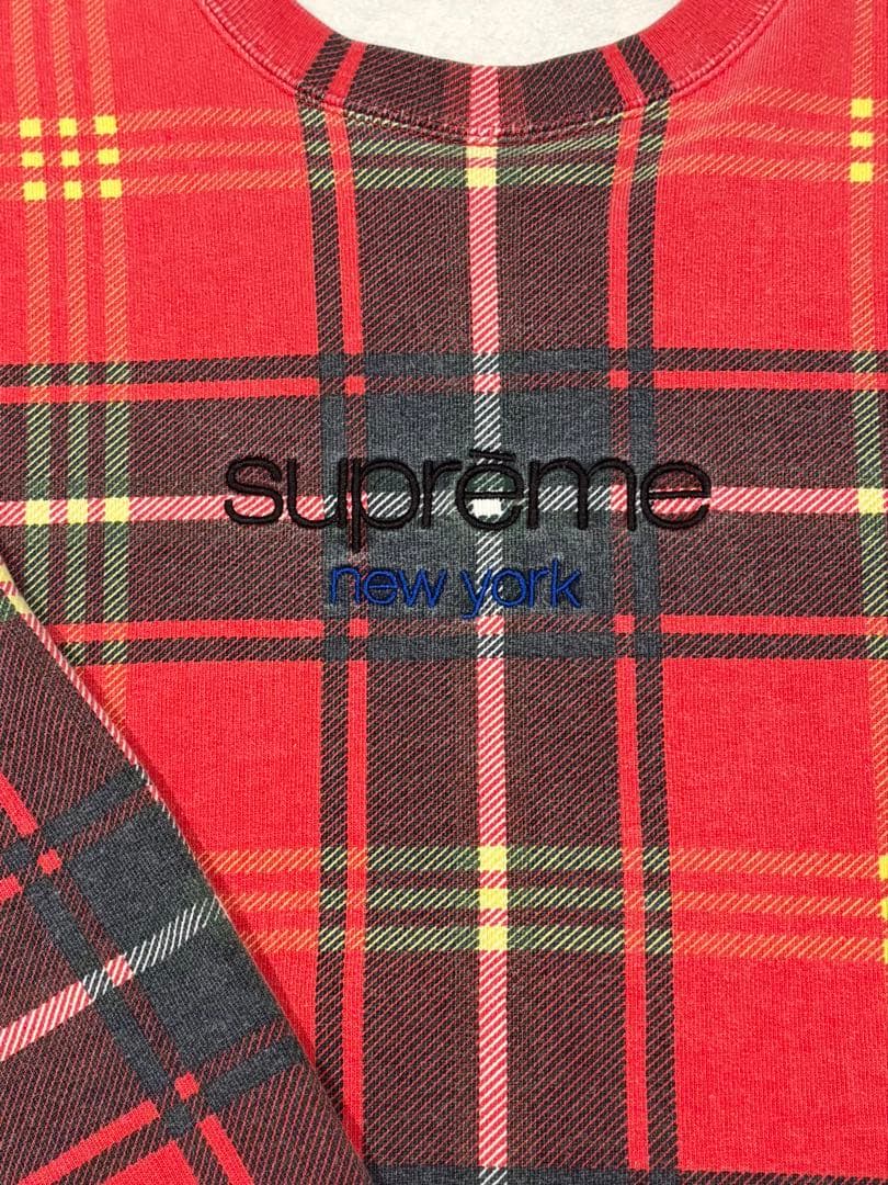 最終価格希少Supreme レッドチェック スウェット