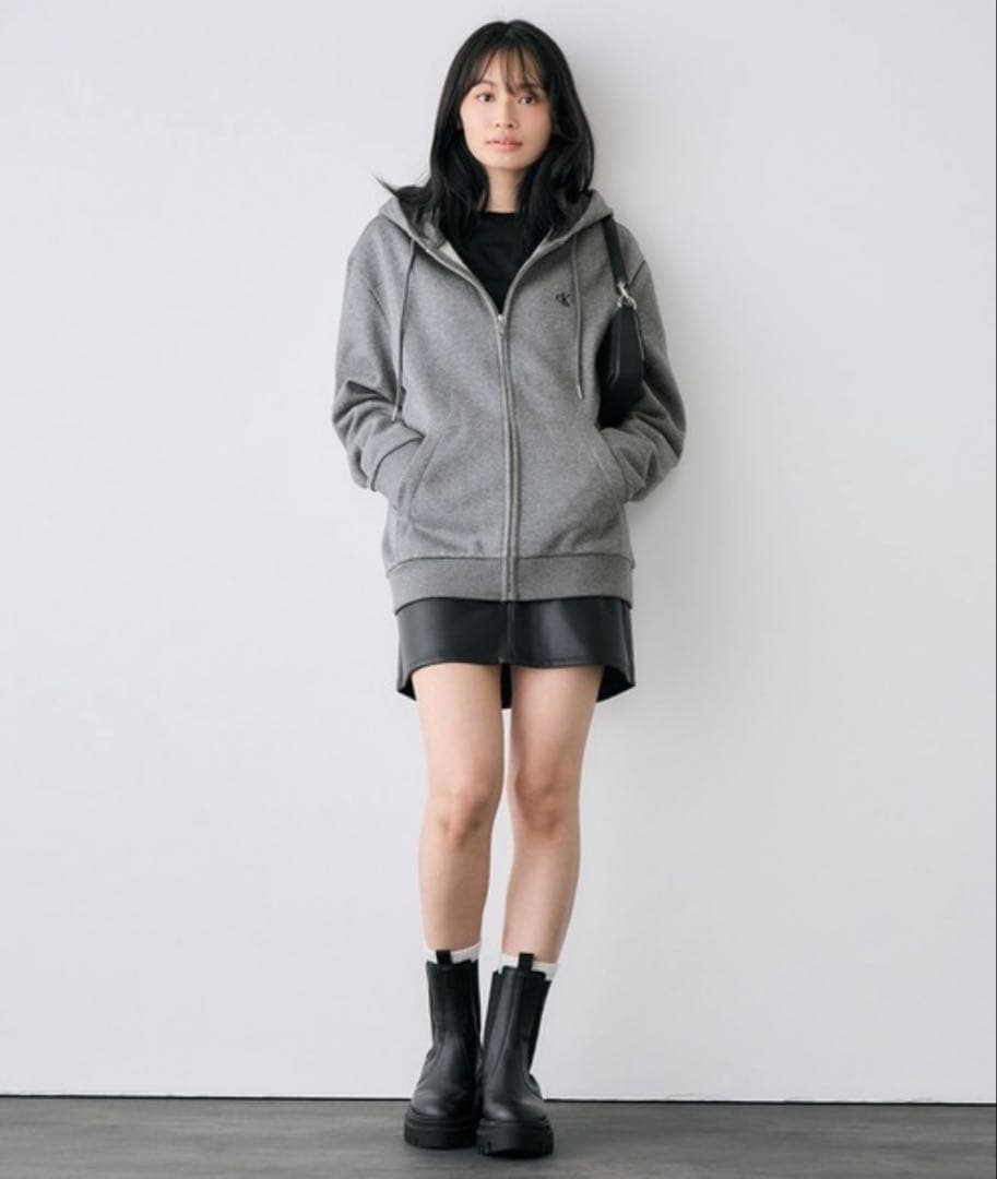 【新品】  カルバンクライン フリースジップパーカーグレー