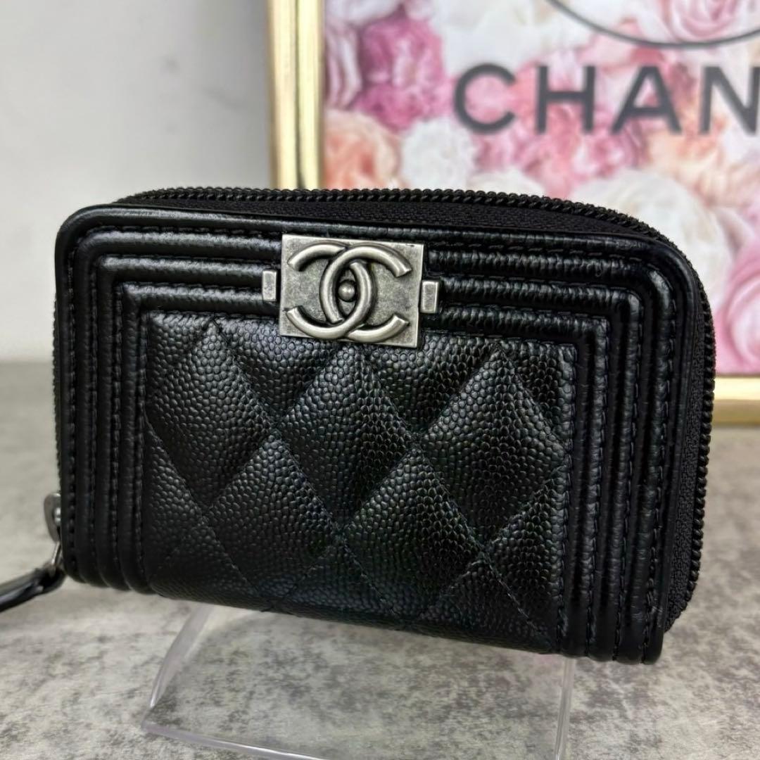 CHANEL ボーイシャネル　キャビアスキン　ケース　カードケース　財布