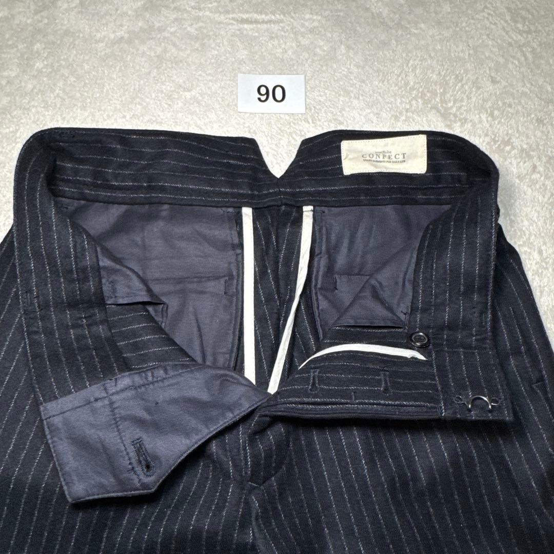 90 スーツ　CONFECT ストライプ ウール　カシミア　セットアップ