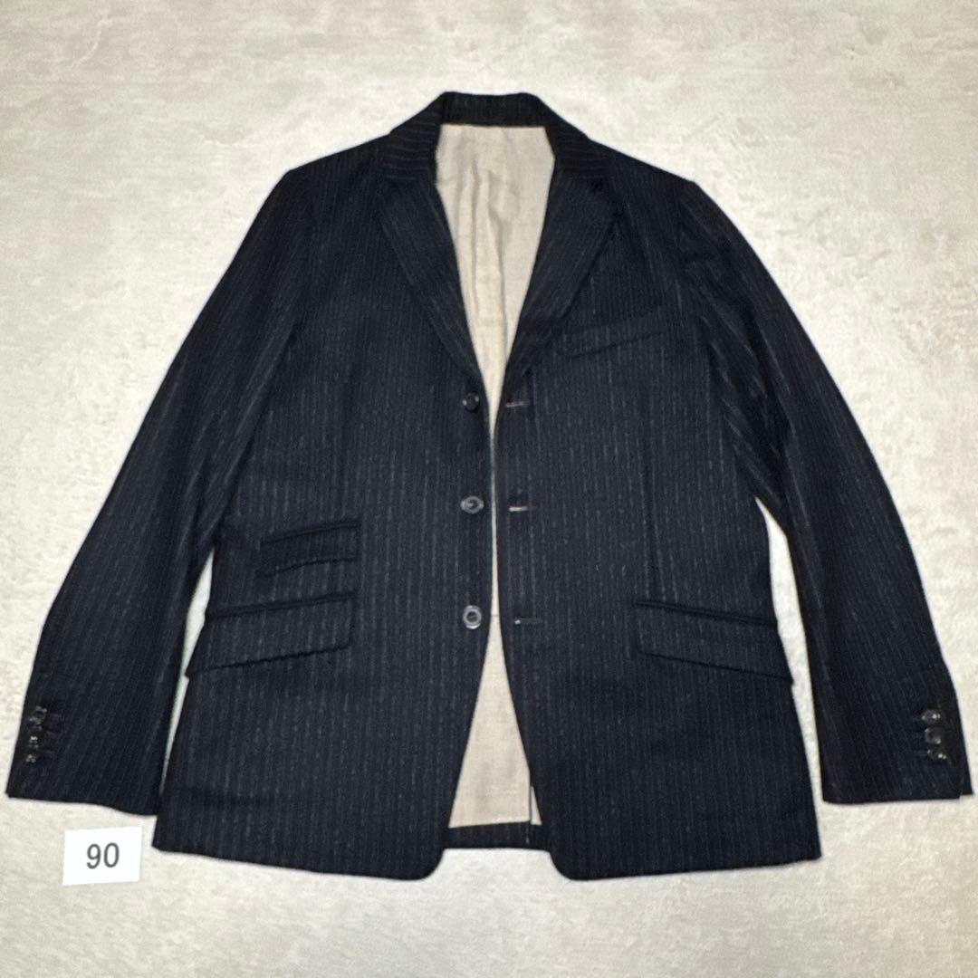 90 スーツ　CONFECT ストライプ ウール　カシミア　セットアップ
