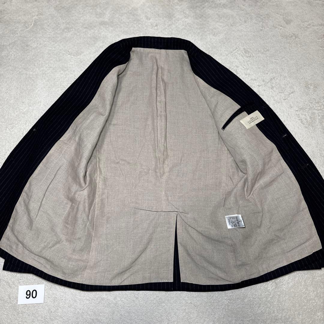90 スーツ　CONFECT ストライプ ウール　カシミア　セットアップ