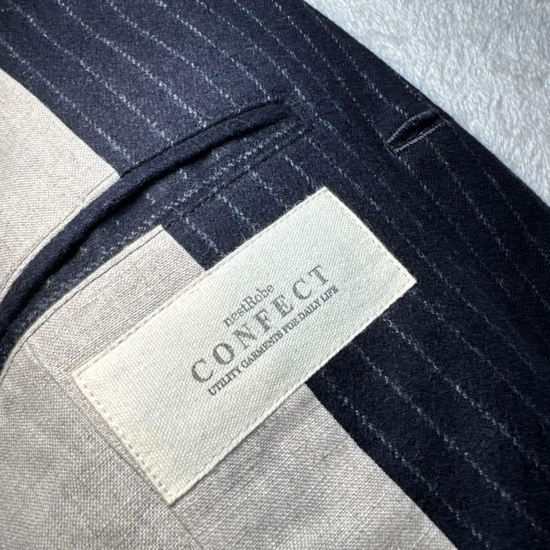 90 スーツ　CONFECT ストライプ ウール　カシミア　セットアップ