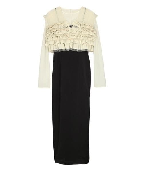 ANDRESD タフタチュール　シアートップスワンピース