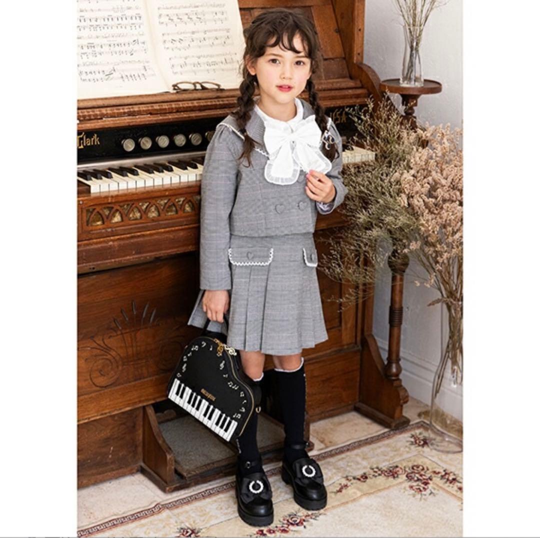 メゾピアノ セーラーカラージャケット＆プリーツスカートセット　リボンブラウス