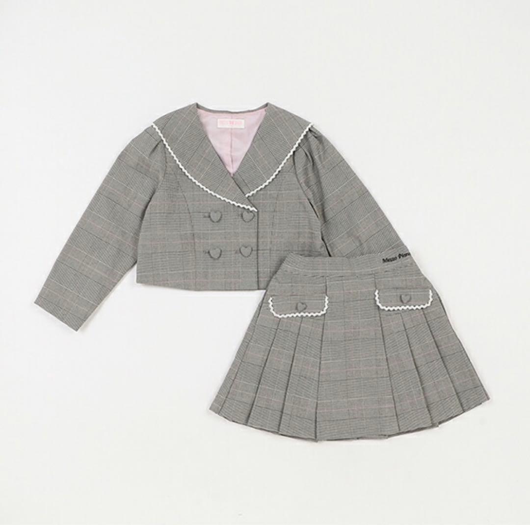 メゾピアノ セーラーカラージャケット＆プリーツスカートセット　リボンブラウス