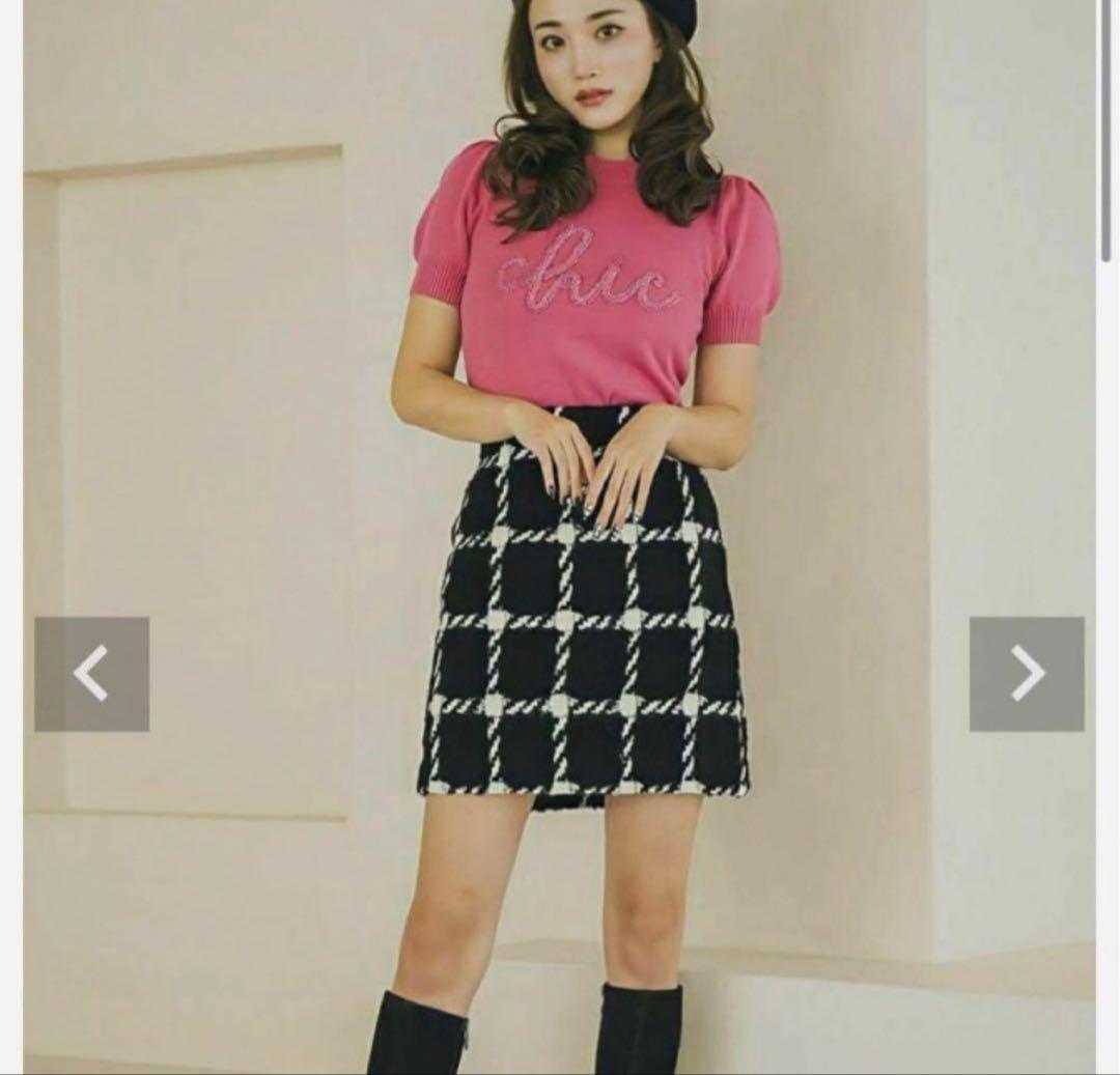 シェリエ　sheller チェックツイードミニスカート