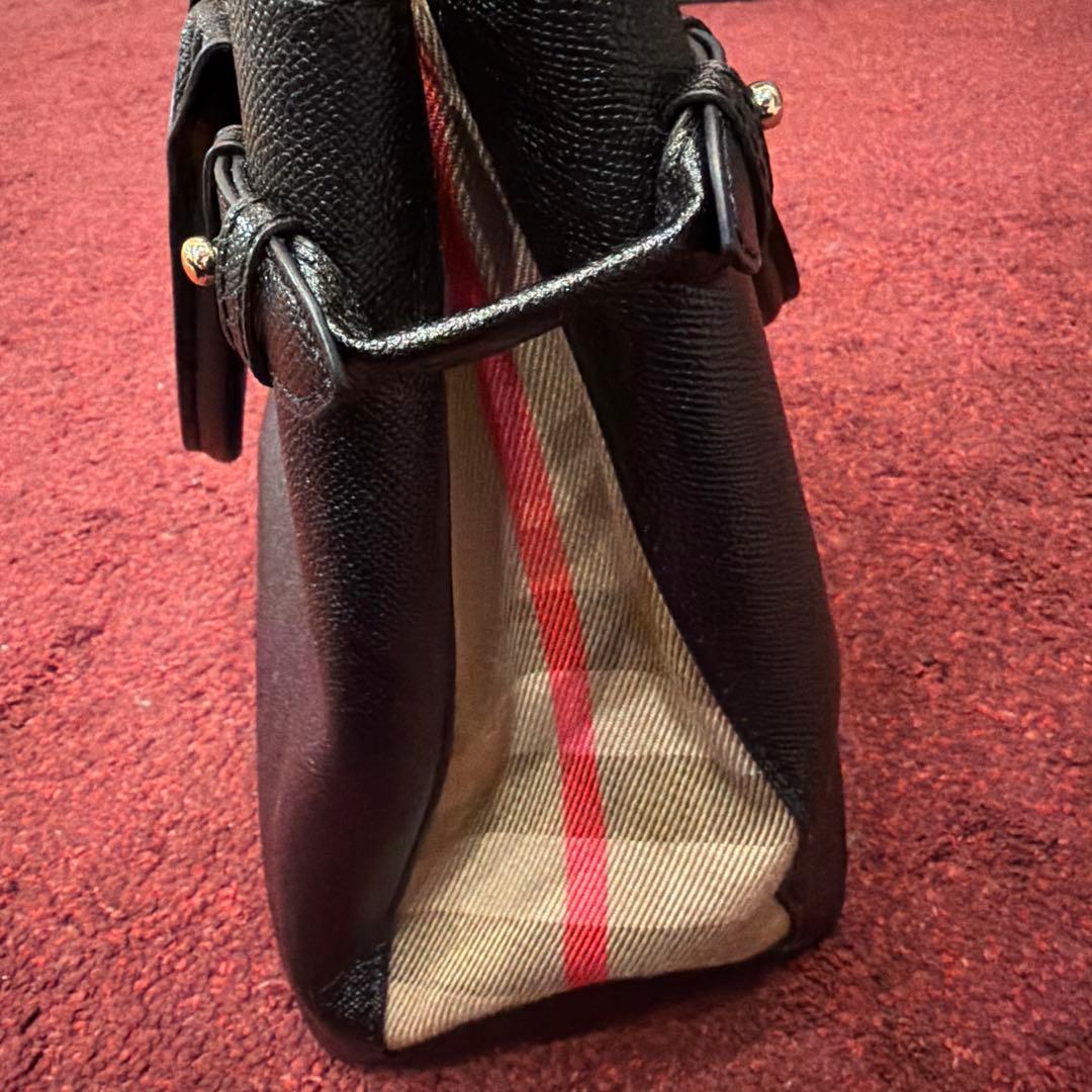 【最終値下げ】バーバリー レザー トートバッグ ブラック ノバチェック