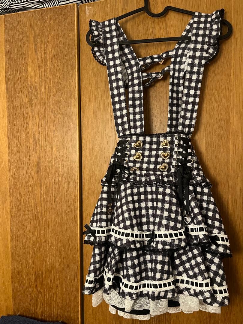 LIZLISA リズリサ　はしごリボンギンガムティアードスカパン ブラック