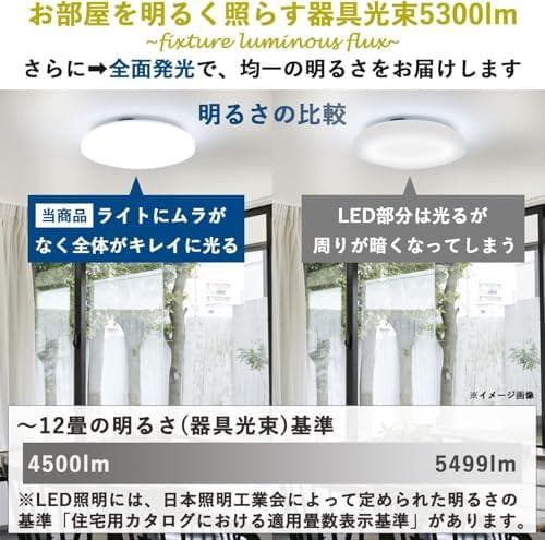 [山善] LEDシーリングライト 12畳 (日本照明工業会基準) 5300lmp
