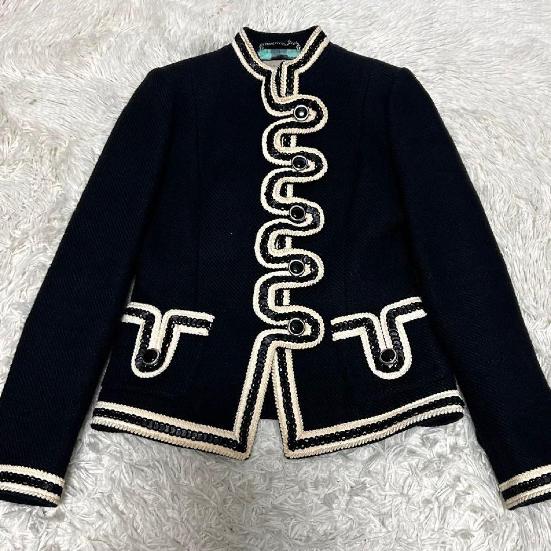 極美品　PaulSmith 変形　ノーカラージャケット　ナポレオン　スパンコール