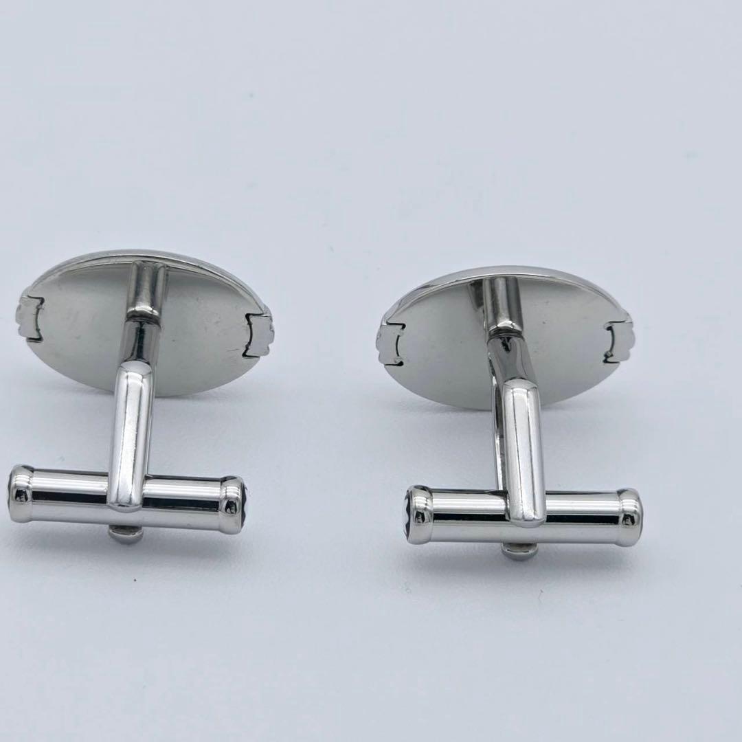 ★MONTBLANC★ カフリンクス オーバル ロゴ ホワイト シルバー