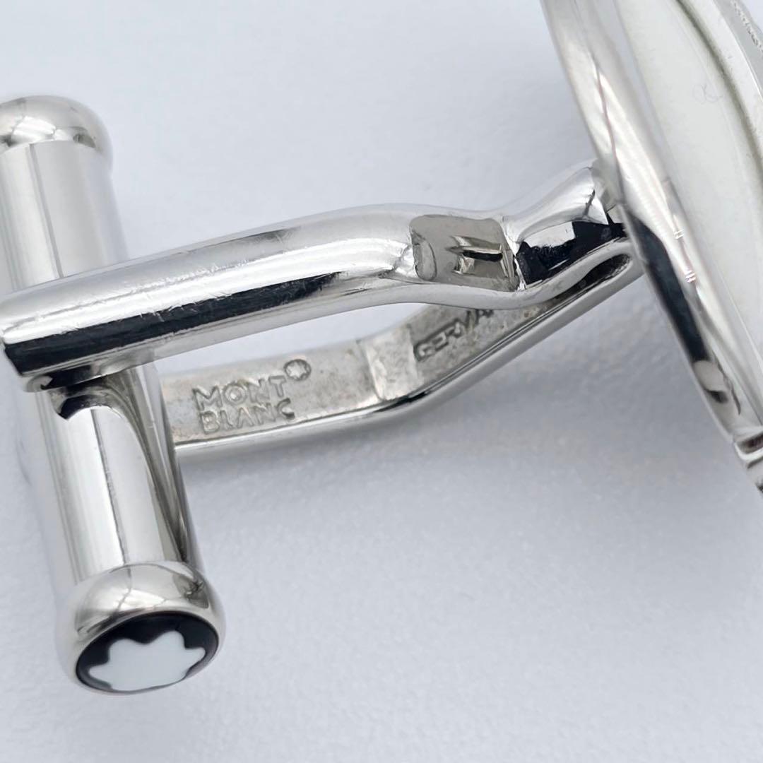 ★MONTBLANC★ カフリンクス オーバル ロゴ ホワイト シルバー