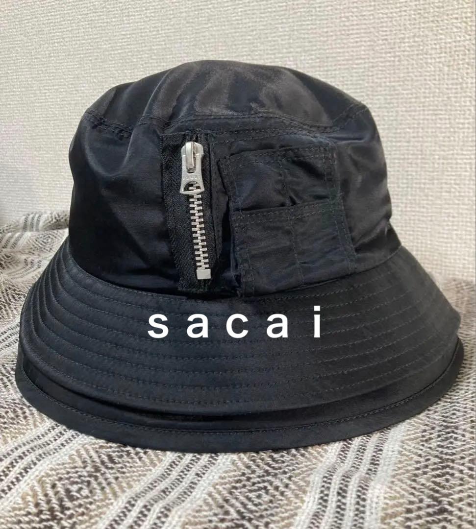 sacai ナイロン ポケットダブルプリム バケット ハット