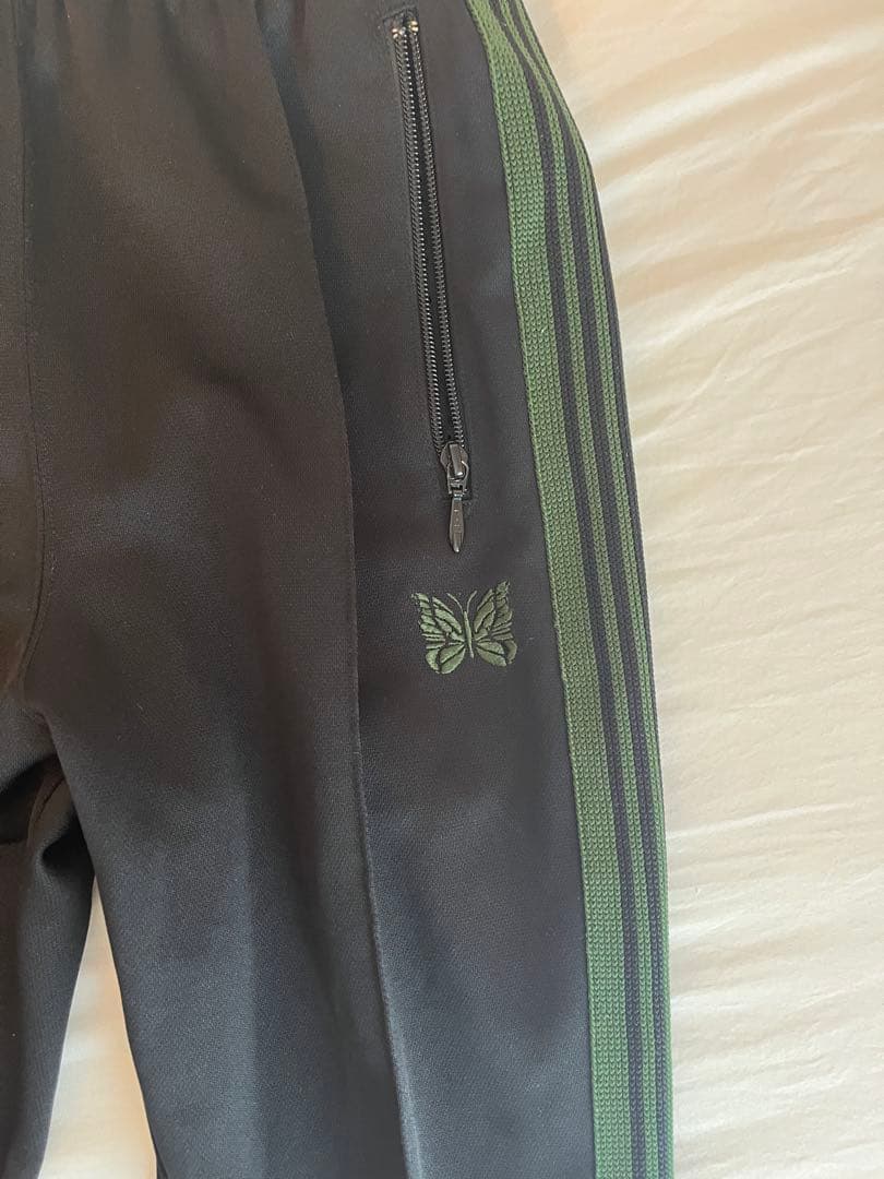 【Needles】トラックパンツ / ブラック×グリーン / ストレート