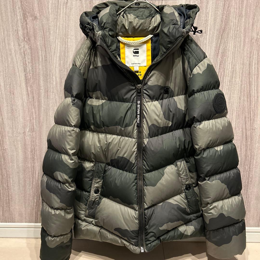 【美品】G-STAR RAW 高級ダウンジャケット カモフラージュ柄 古着 L