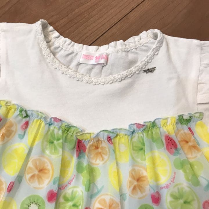 メゾピアノ ☆美品☆フルーツ柄ドッキングTシャツ&フリルスカパン2点セット