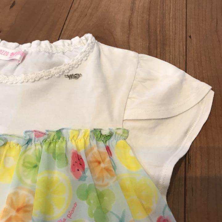 メゾピアノ ☆美品☆フルーツ柄ドッキングTシャツ&フリルスカパン2点セット