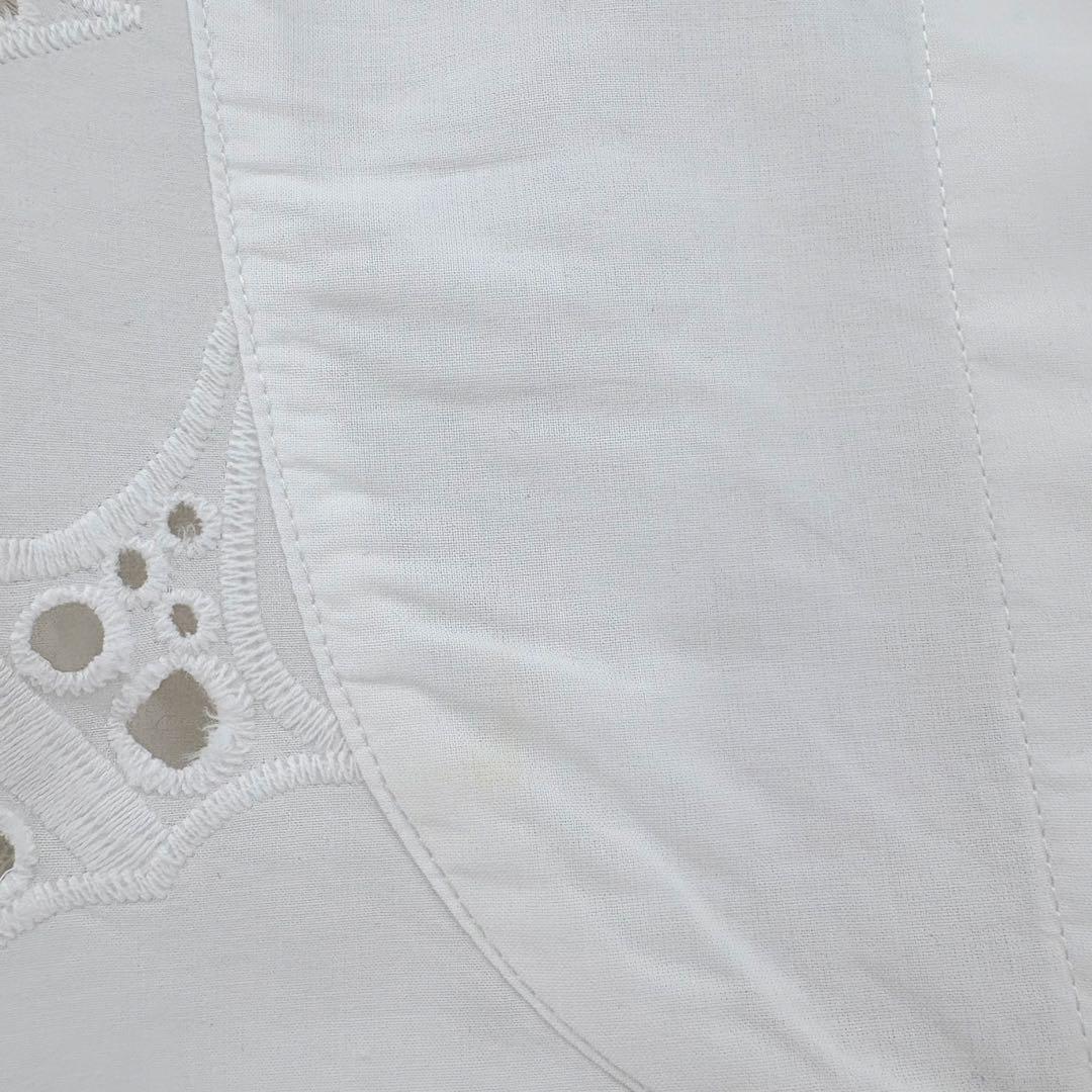 マリメッコ シャツワンピース バンドカラー ウニッコ レース ブロード刺繍 比翼