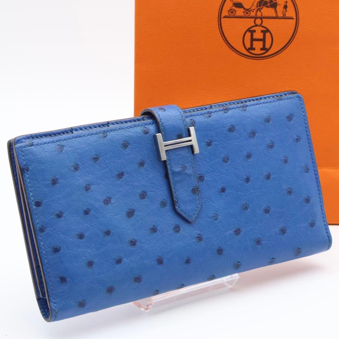 鑑定書付き【超極美品】HERMES ベアンスフレ　長財布　オーストリッチ