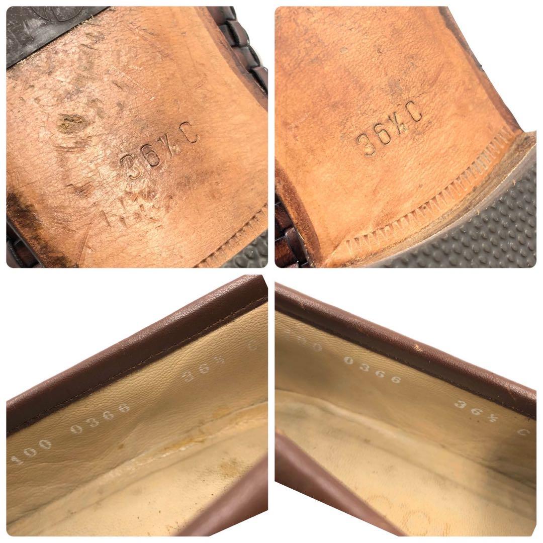 GUCCI グッチ ホースビット ローファー　編み込み 濃茶 23.5