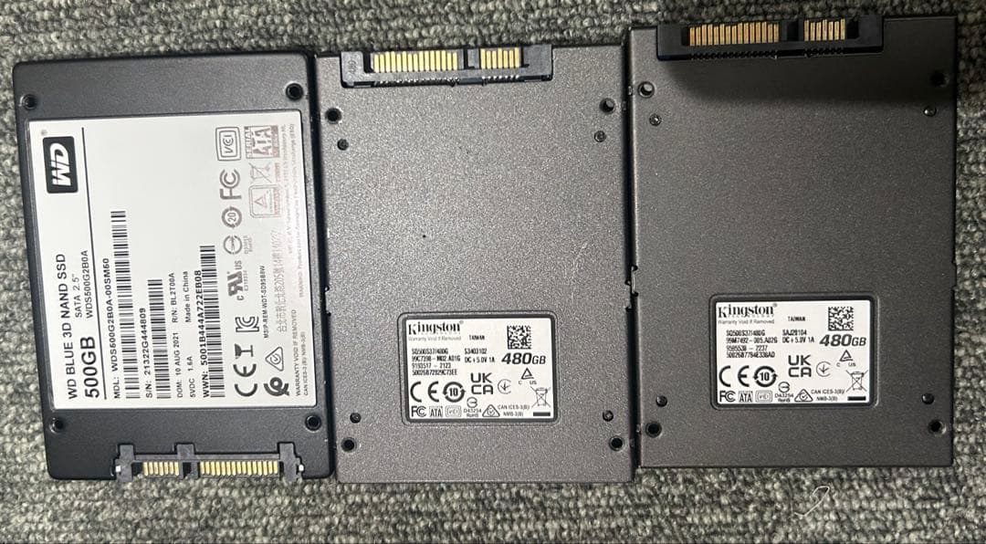 Kingston 480GB 内蔵型SSD ✖️2 WDssd 500GB✖️1