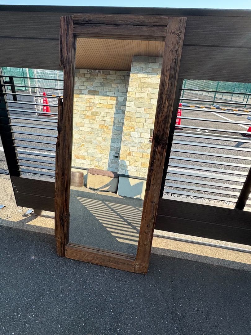 引き渡し限定❗️大型スタンドミラー 木製フレーム ダークブラウン