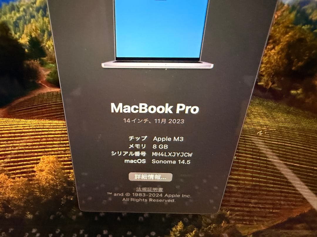 MacBookPro M3 14in 8GB 512 bat100% 充3回超美