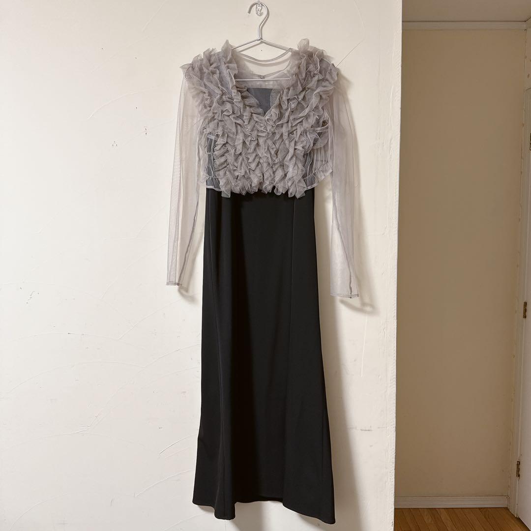 チュール ボリューム フリル ベスト シアー トップス ワンピース 3点セット