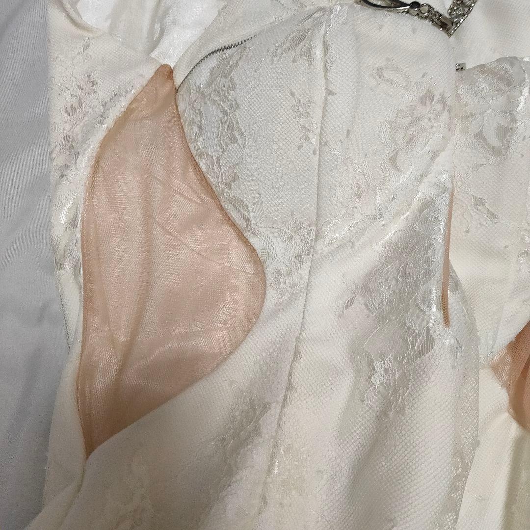 ローブドフルール フロントジッパーｘサイドチュールタイトミニドレス ホワイト