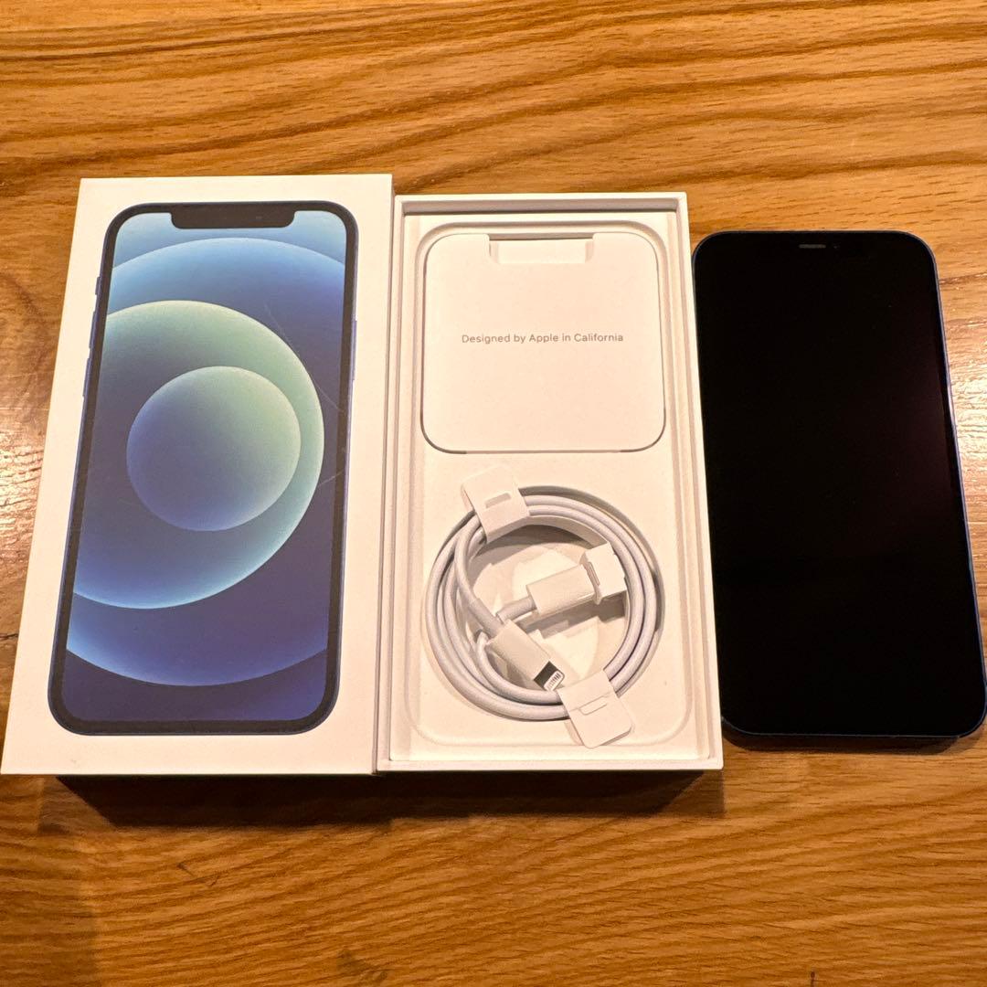Apple iPhone 12ブルー128GB本体 箱、充電ケーブル付き