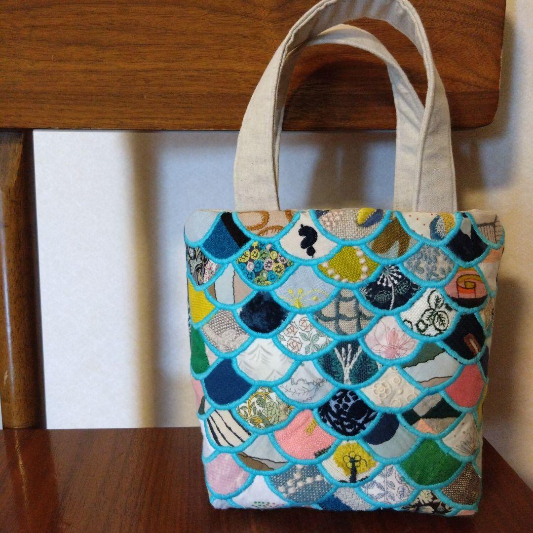マーメイド　パッチワーク　バッグ　ミナペルホネン　ハンドメイド