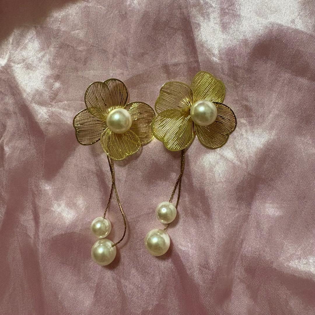 レトロモダン　オレンジ小町　豪華成人式振袖８点フルセット　正絹　髪飾り・ピアス付